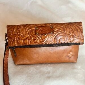 Patricia Nash Leather zippered / fold over clutch